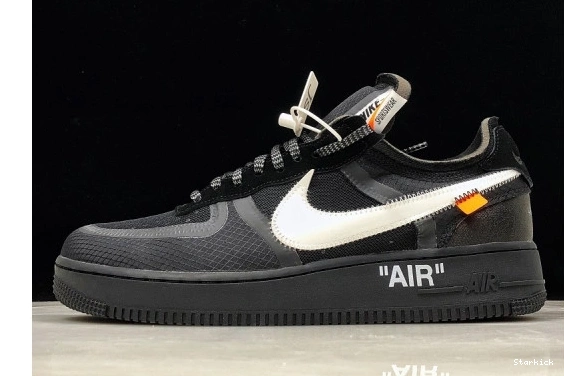 White AO4606-001 Low NikeAir Force O-W 1 Black 0114